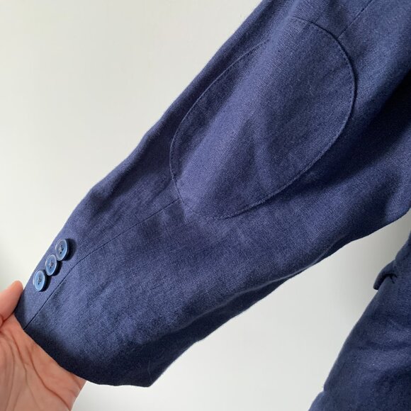 LAUREN by Ralph Lauren | 100% Linen Women’s Blazer Navy Blue - Picture 8 of 16